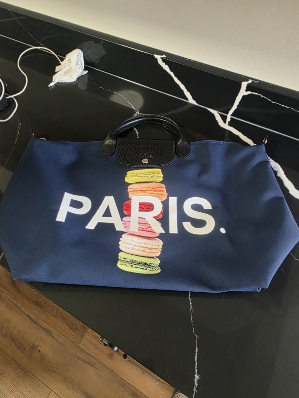 Longchamp Paris Macaron Navy Travel Tote